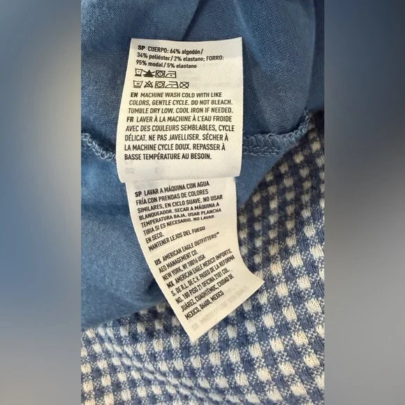 American Eagle Gingham Skort Plaid Navy White Checkered Mini Skirt Shorts Large - Picture 7 of 9